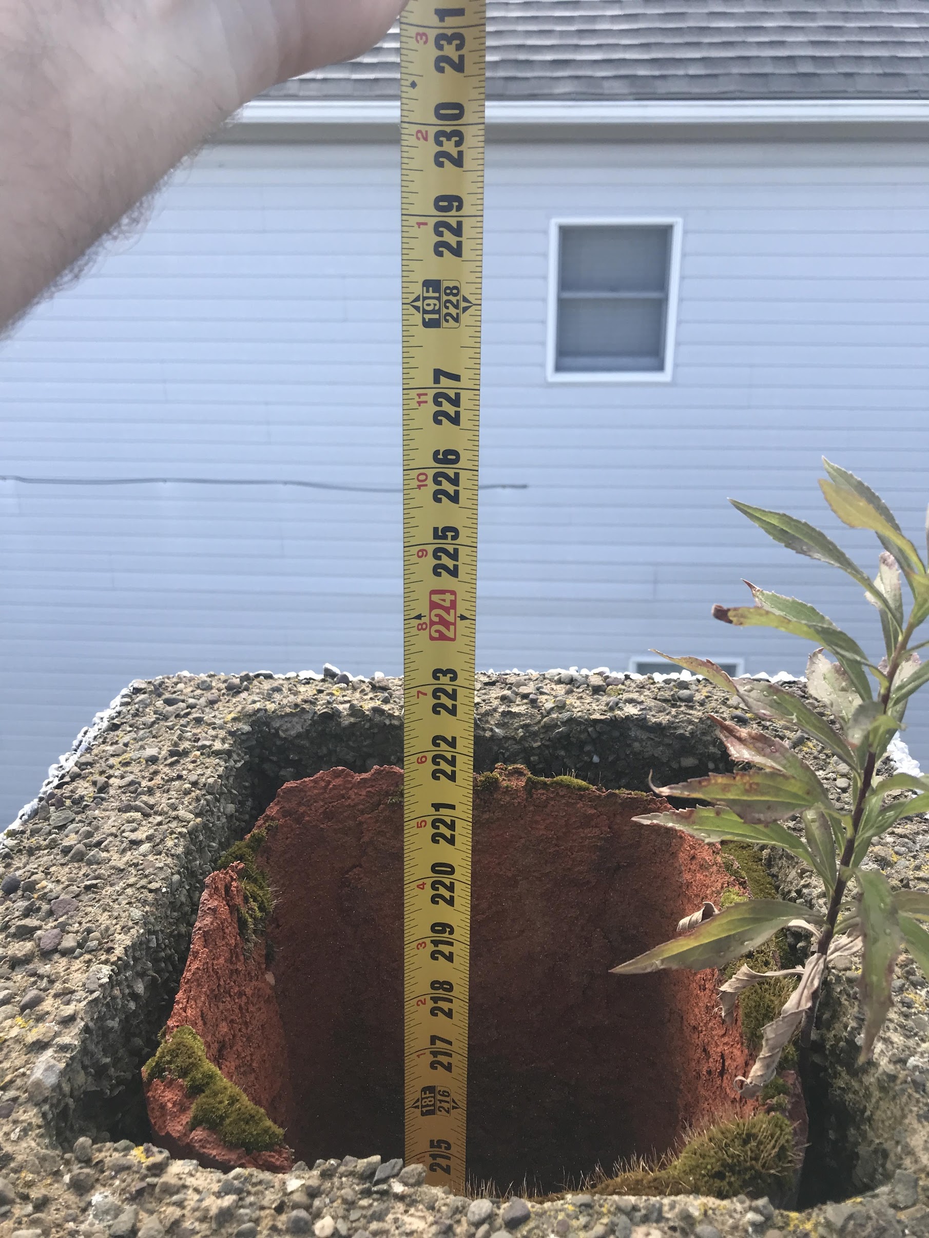Chimney flue with visible issues discovered during an inspection.